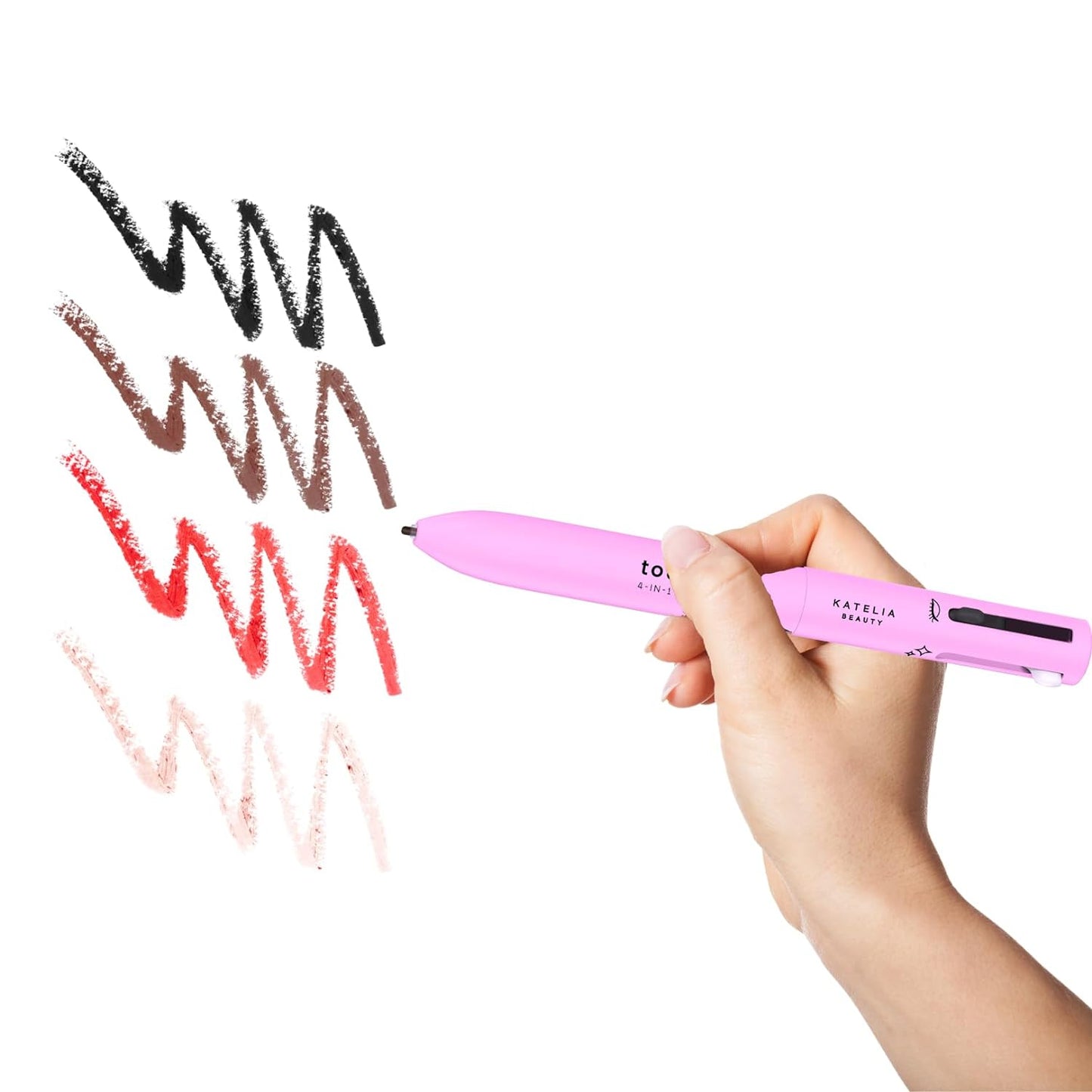 Makeup Pen 4 Refills 4 Colors Eyebrow Eyeliner Lipliner Highlighter Pencil