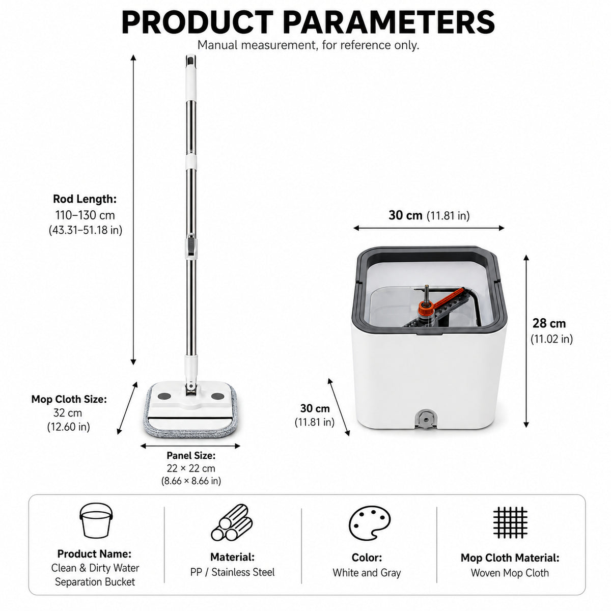 Clean & Dirty Water Separation Spin Mop and Bucket Set