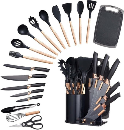 Hot 19pcs Vegetable Slicer Food Grade Silicone Household Cookware Knives Accessories Sets Kitchen Utensils with Cutting Board