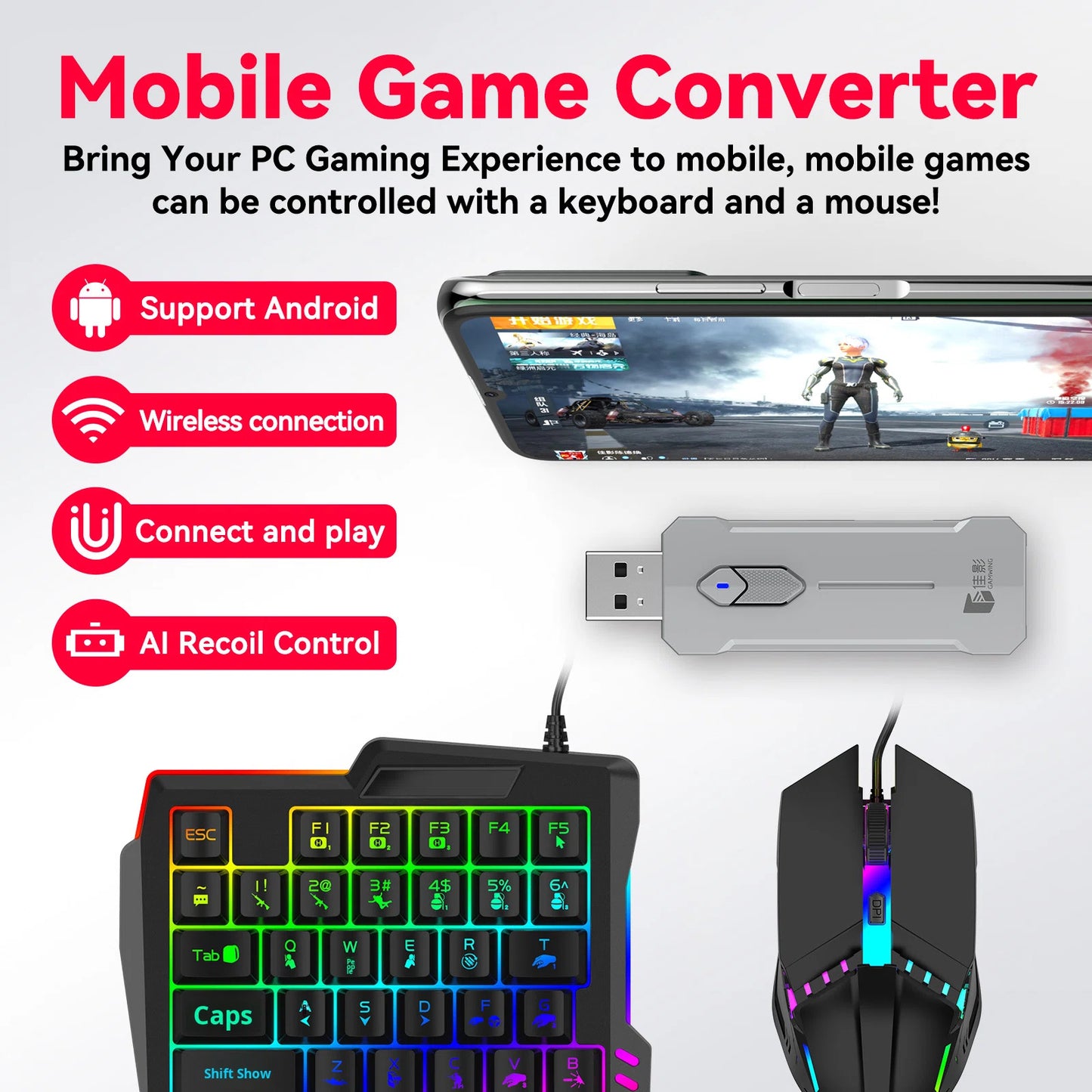 GameLink Pro™ Wireless BT Keyboard & Mouse Adapter (PUBG Edition)