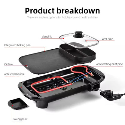 Multifunctional Barbecue Non Stick Coating Pan New Model Electric Hot Pot Grill Pan kebab BBQ
