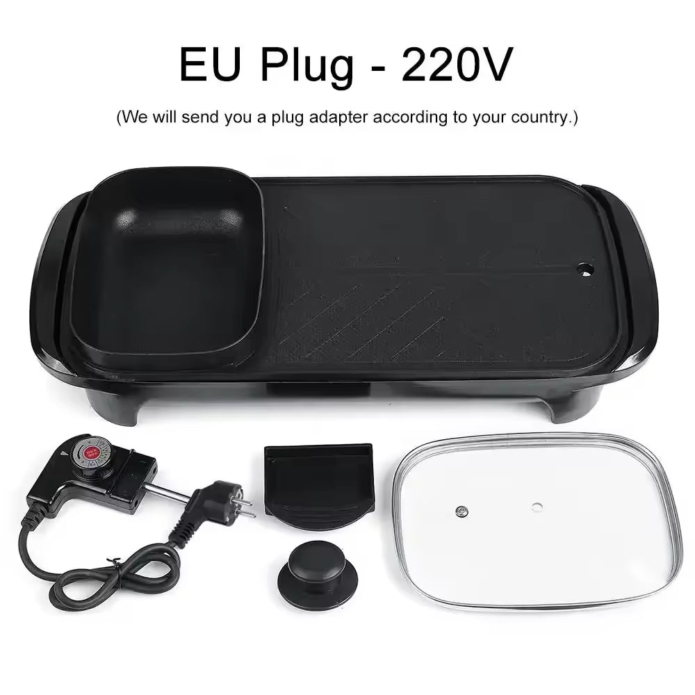 Multifunctional Barbecue Non Stick Coating Pan New Model Electric Hot Pot Grill Pan kebab BBQ