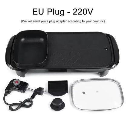 Multifunctional Barbecue Non Stick Coating Pan New Model Electric Hot Pot Grill Pan kebab BBQ