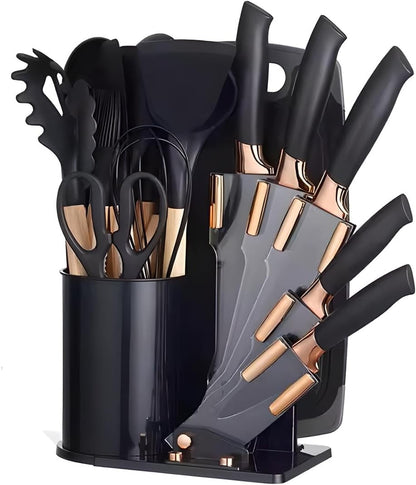 Hot 19pcs Vegetable Slicer Food Grade Silicone Household Cookware Knives Accessories Sets Kitchen Utensils with Cutting Board