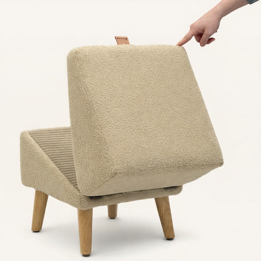 Foldable Dog Ramp Ottoman – Stylish Pet Step for Sofa & Bed