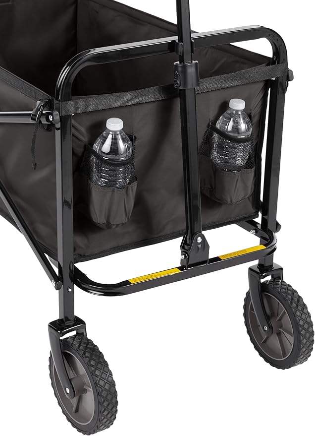 Collapsible Wagon Cart - 380LBS Folding Beach Utility Wagon, Portable Grocery & Transport Cart for Beach, Camping, Garden, Shopping, Transport