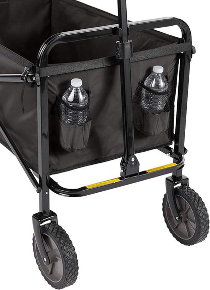 Collapsible Wagon Cart - 380LBS Folding Beach Utility Wagon, Portable Grocery & Transport Cart for Beach, Camping, Garden, Shopping, Transport