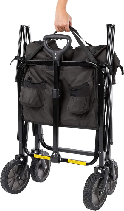 Collapsible Wagon Cart - 380LBS Folding Beach Utility Wagon, Portable Grocery & Transport Cart for Beach, Camping, Garden, Shopping, Transport