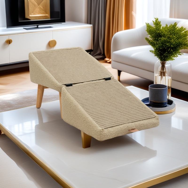 Foldable Dog Ramp Ottoman – Stylish Pet Step for Sofa & Bed